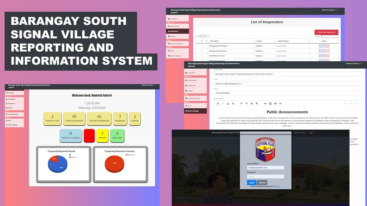 Barangay South Signal Village Reporting And Information System